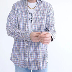 Vintage Peter Millar Multi-colour Checker  100% Cotton Button Up Shirt Size XL